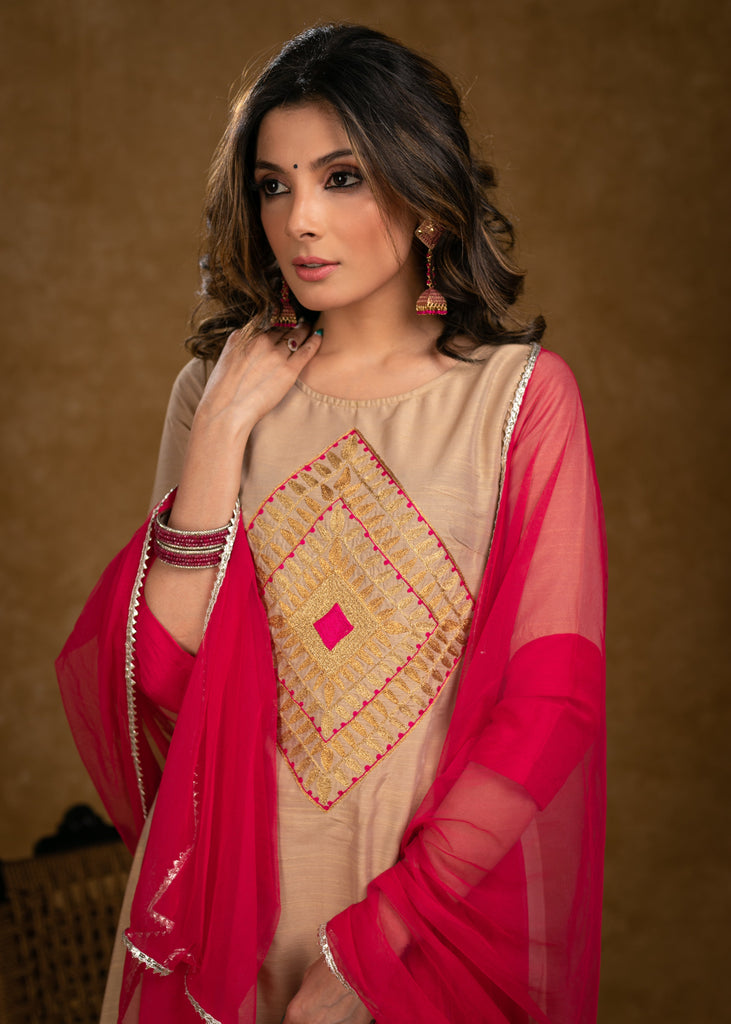 Pink Cotton Silk Pant
