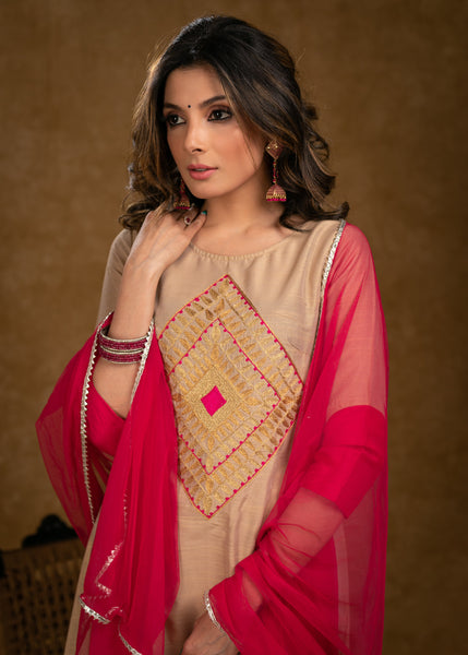 Pink Cotton Silk Pant
