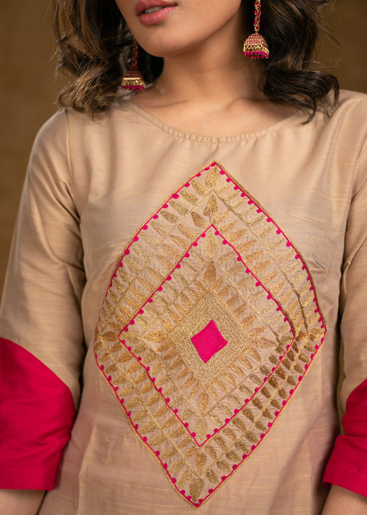 Pink Cotton Silk Pant
