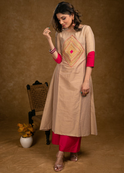 Pink Cotton Silk Pant