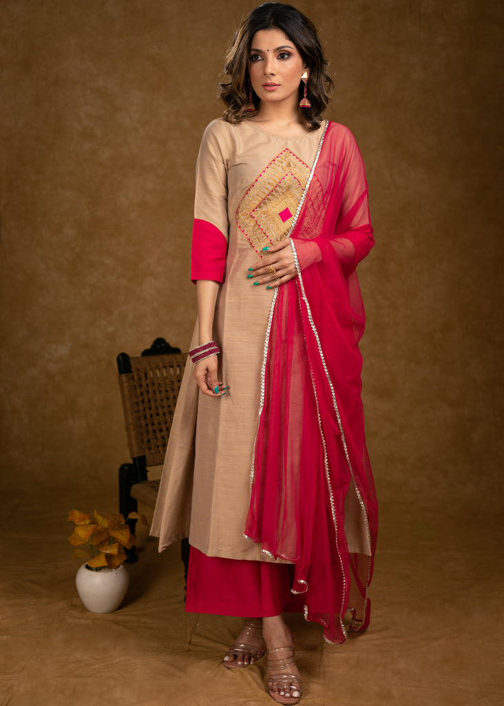 Pink Cotton Silk Pant