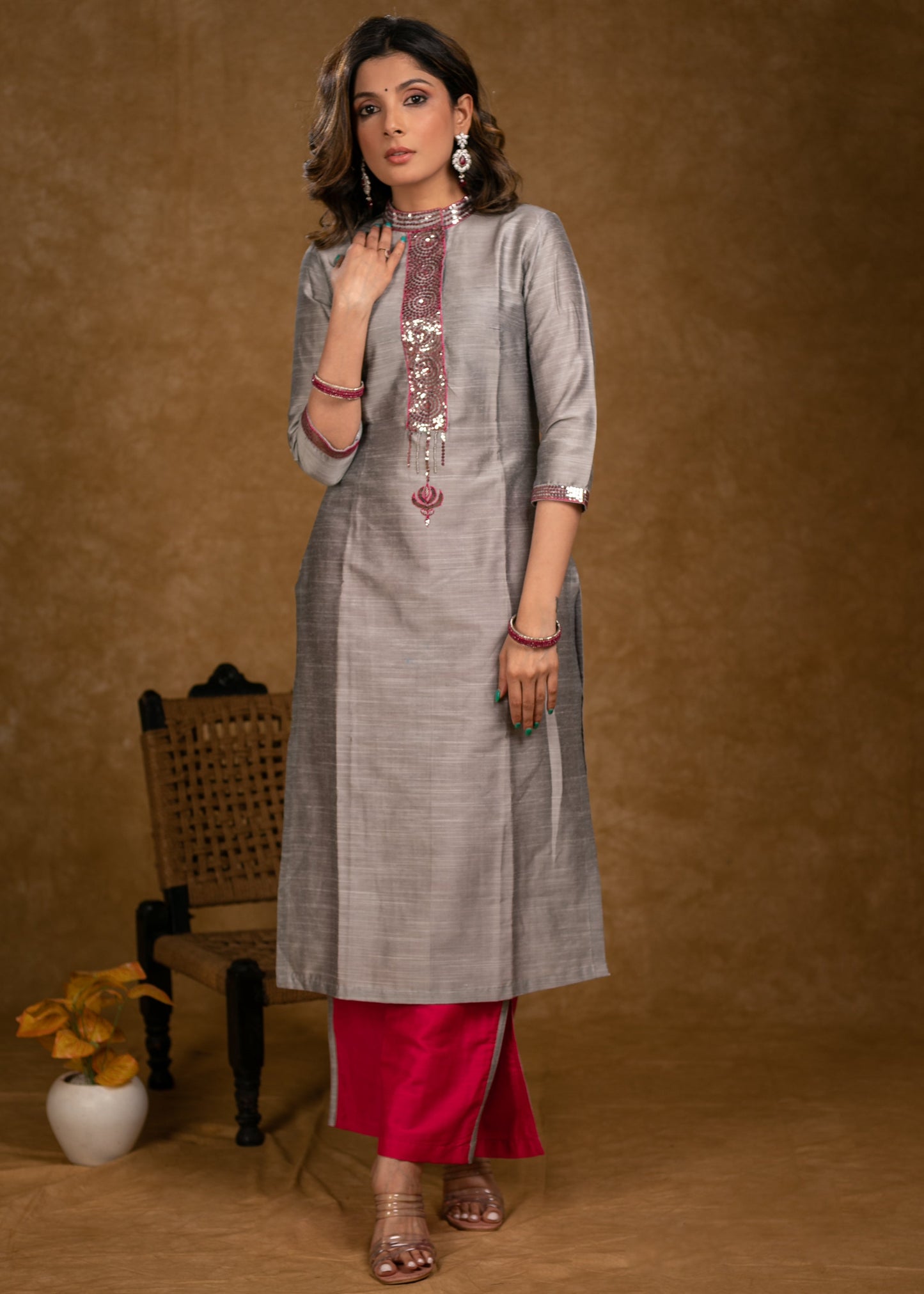Pink Cotton silk palazzo