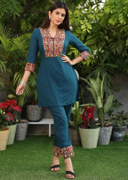 Teal Cotton Pant