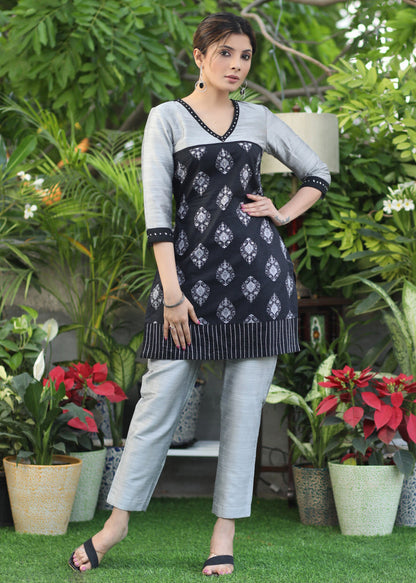 Grey Cotton Silk Pant