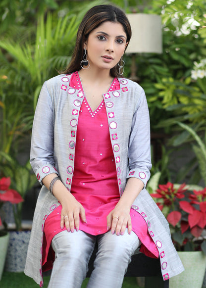 Grey Cotton Silk Pant