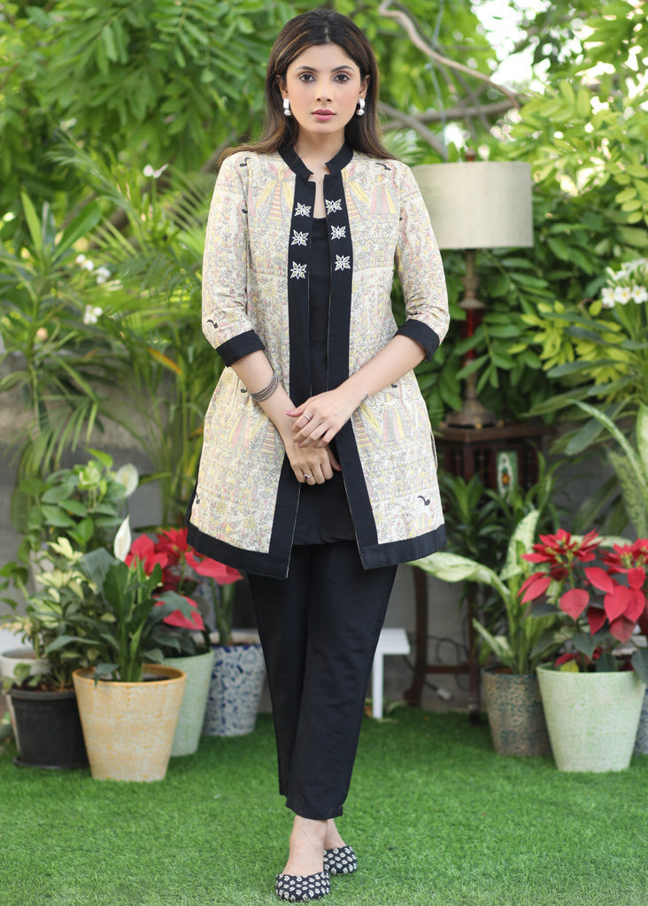 Trendy Madhubani Print with Black Border All Over Tunic