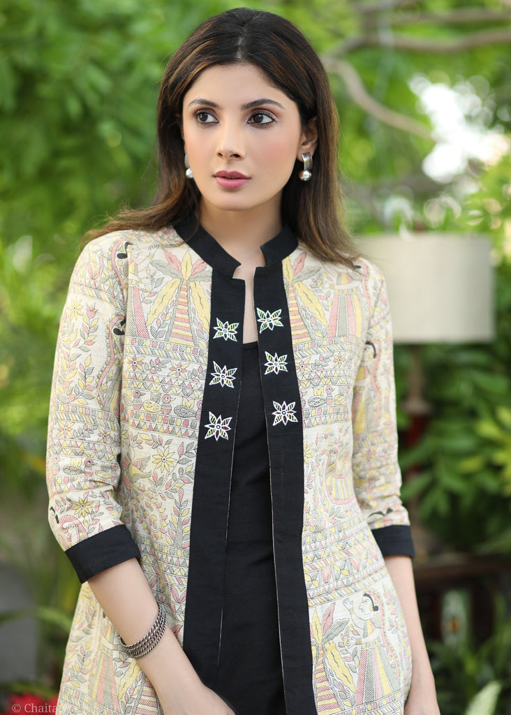 Trendy Madhubani Print with Black Border All Over Tunic