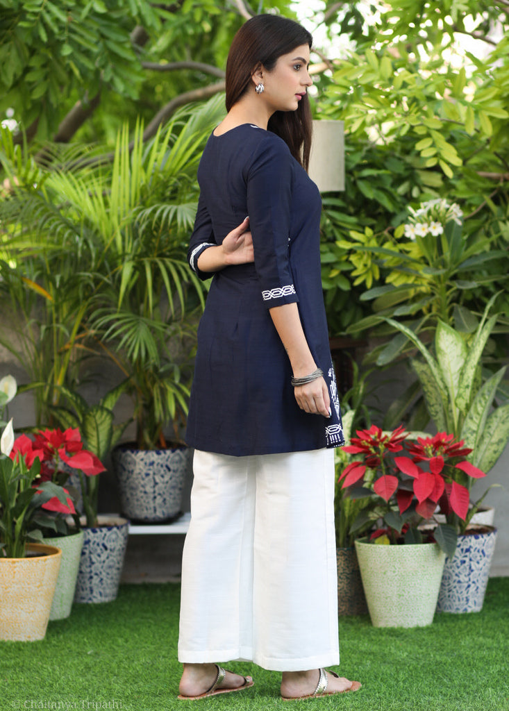White Cotton Silk Pant