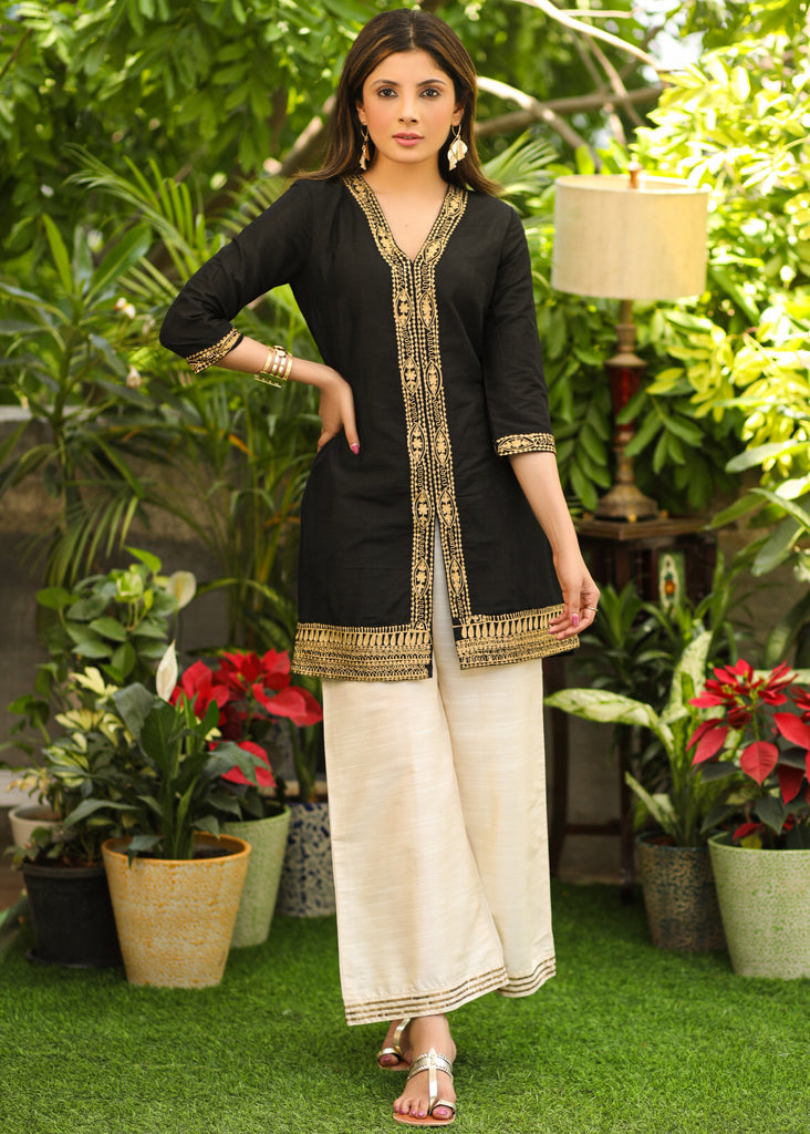 Cream Cotton Silk Pant