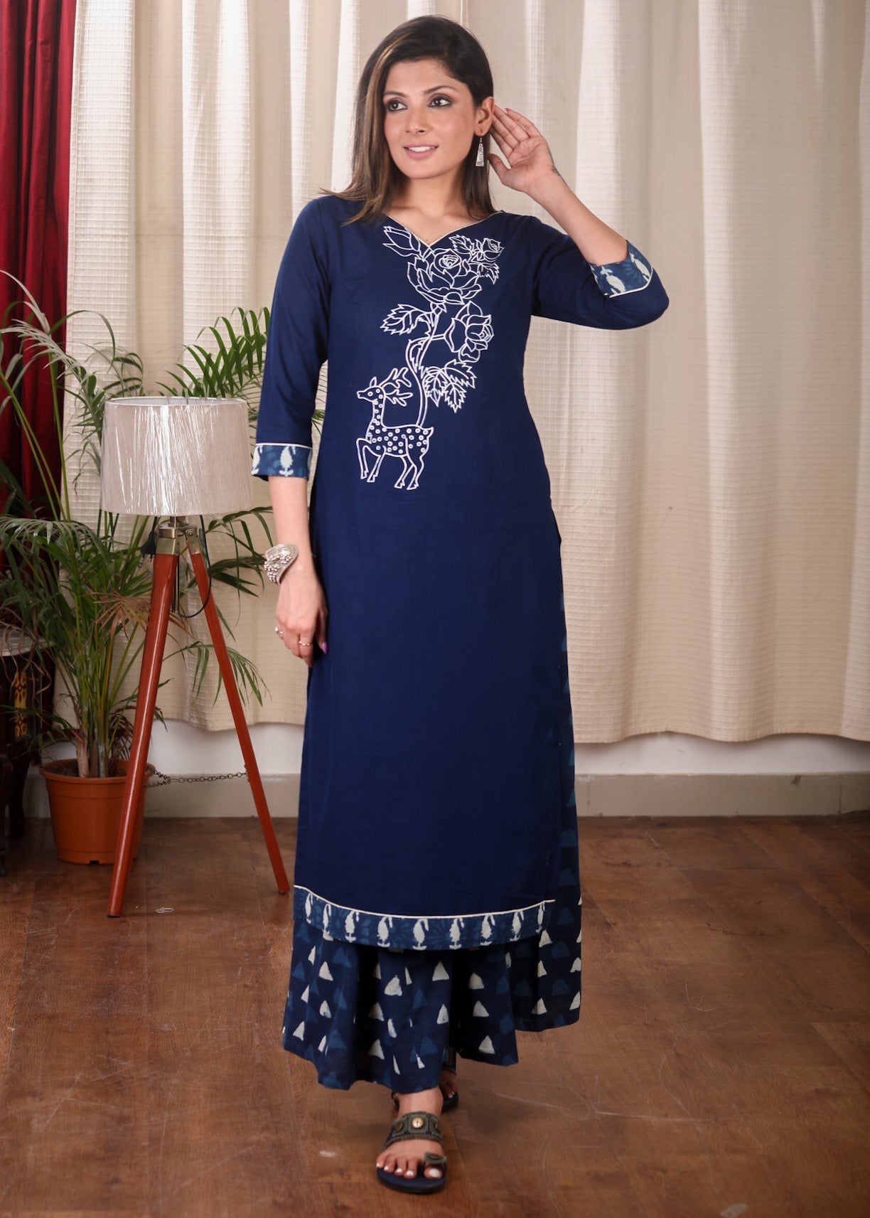 Blue Cotton Pant