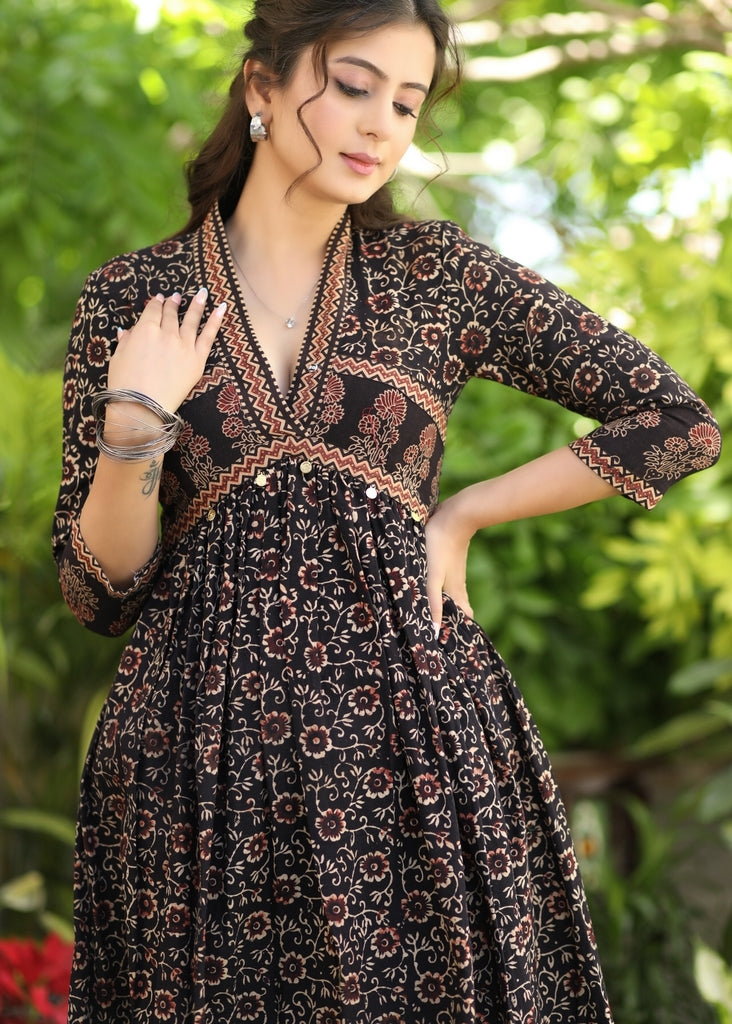 ajrakh dress design Ajrakh Red Midi Dress