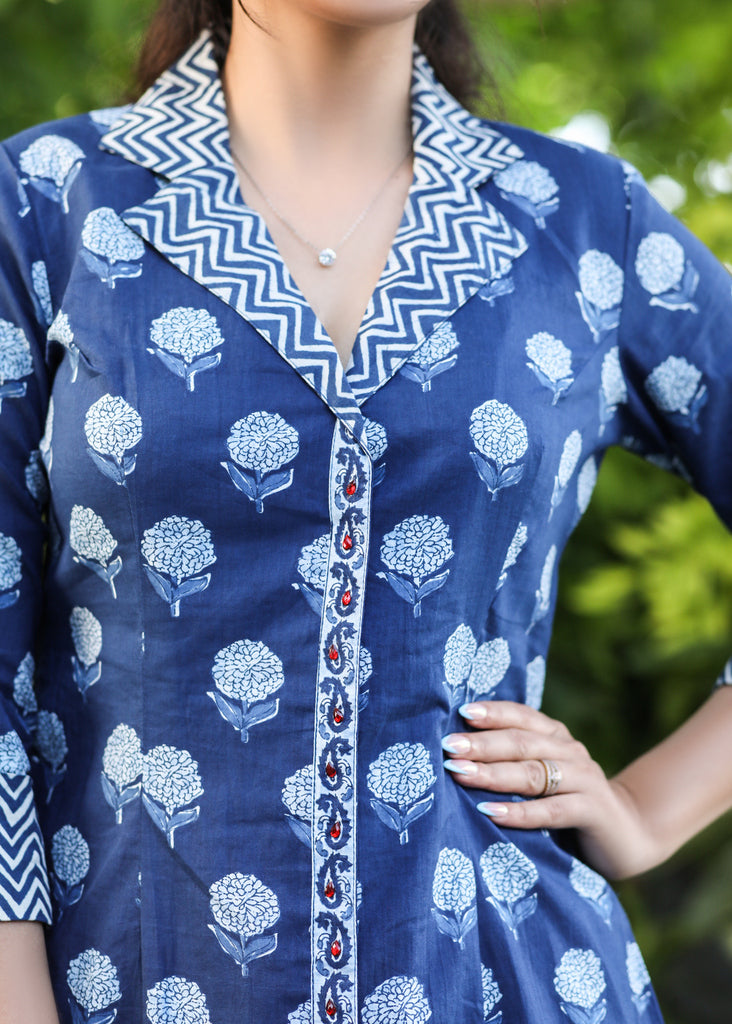 Beautiful Indigo  Cotton Shirt Dress