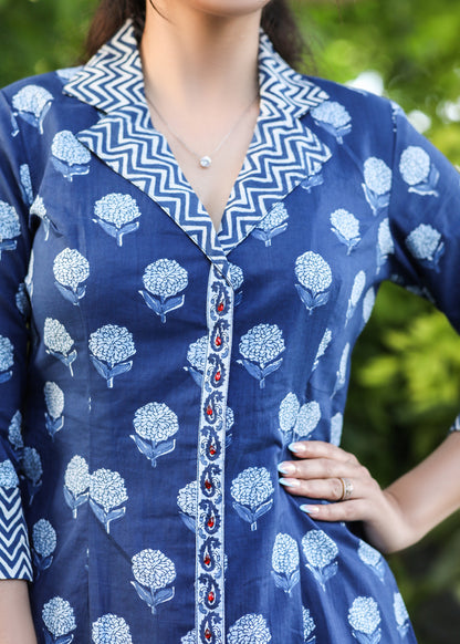Beautiful Indigo  Cotton Shirt Dress