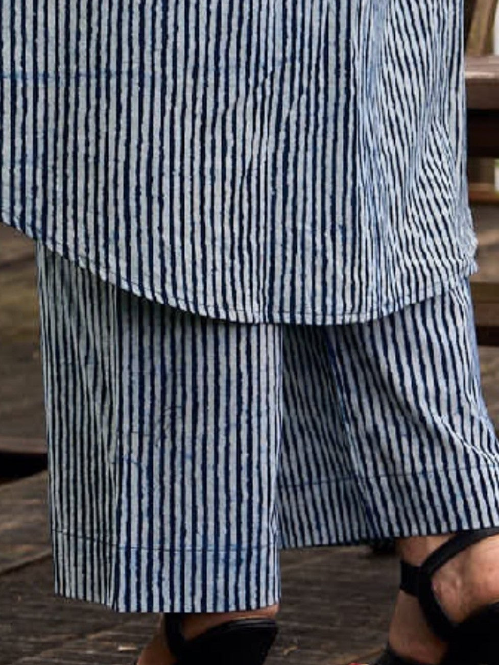 Indigo Stripe Straight Pants
