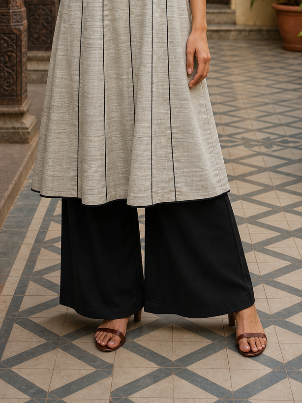Timeless Black Cotton Silk Tailored Pencil Pant