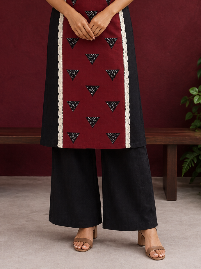 Black cotton pants for easy styling — front view — view 3
