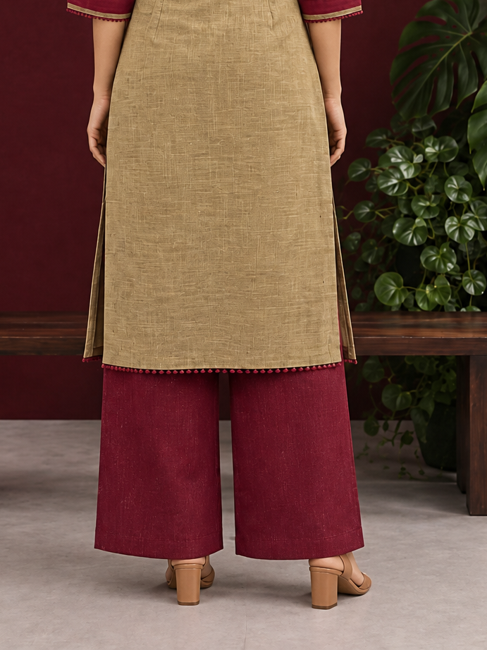 Graceful Maroon Cotton Straight Pant