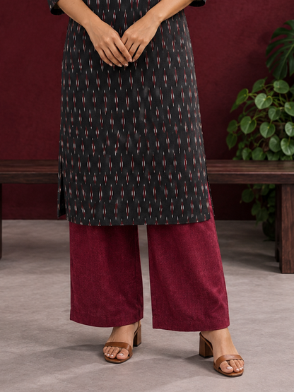 Graceful Maroon Cotton Straight Pant — front view