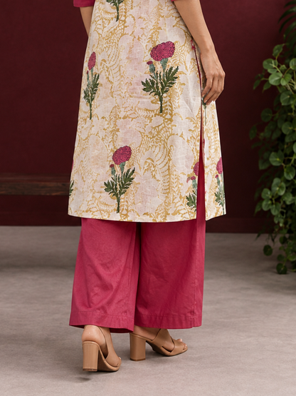 Graceful Soft Pink Rayon Straight Pant — back view