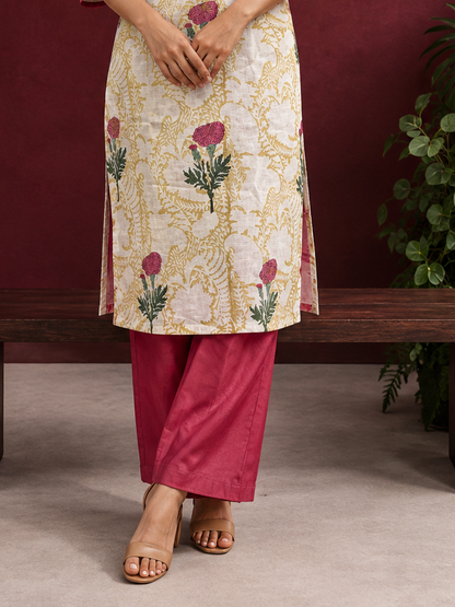 Graceful Soft Pink Rayon Straight Pant — front view
