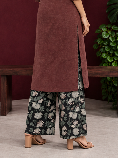 Floral Block Print Straight Pant — back view