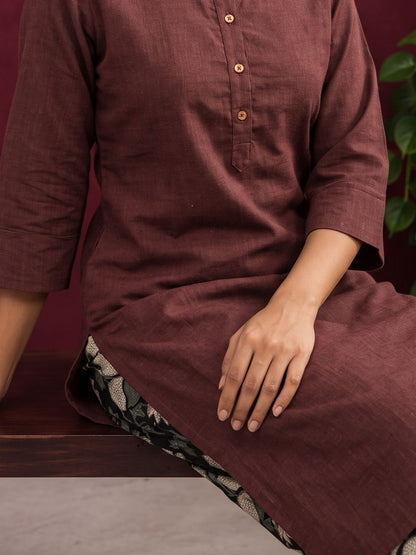 Floral Block Print Straight Pant — seated detail