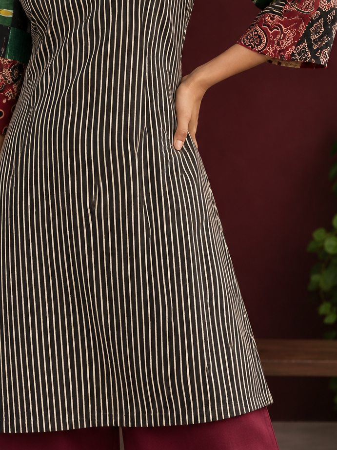Graceful Maroon Cotton Silk Straight Pant — fabric detail — view 2