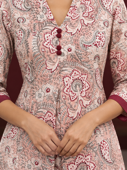 Maroon Cotton Silk Straight Pant — fabric detail