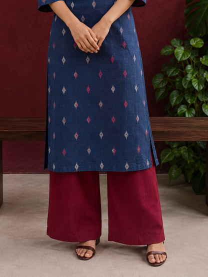 Classy Maroon Cotton Straight Pant — front view