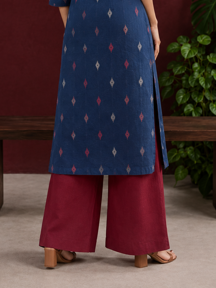 Classy Maroon Cotton Straight Pant — back view