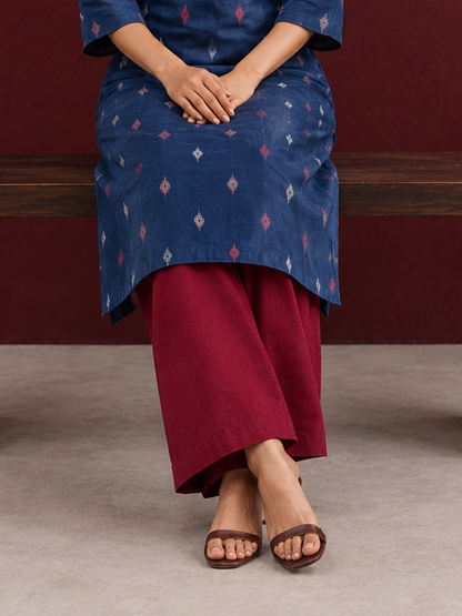 Classy Maroon Cotton Straight Pant — seated