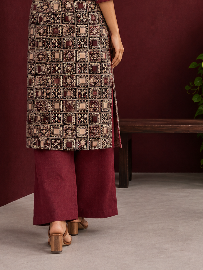 Graceful Maroon Cotton Straight Pant