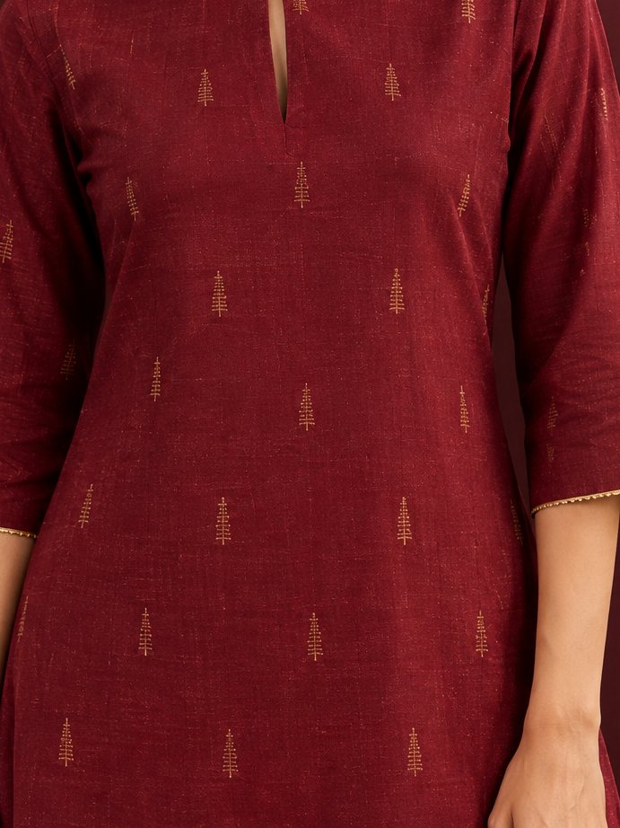 Classy Maroon Cotton silk Straight Pant — styled view — view 4