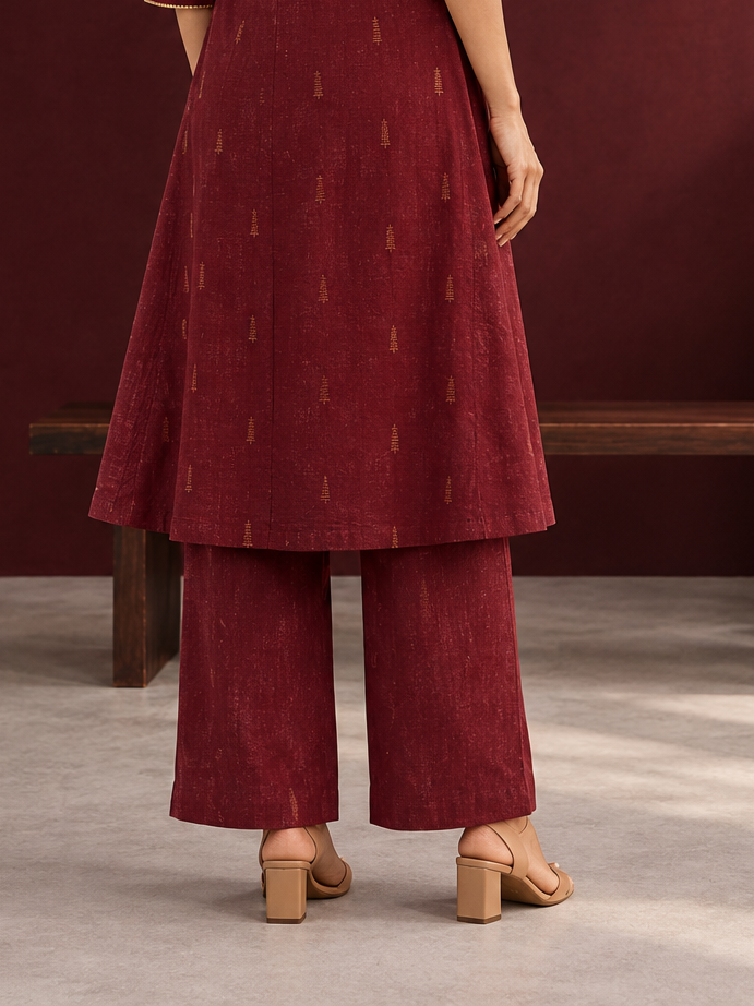 Classy Maroon Cotton silk Straight Pant
