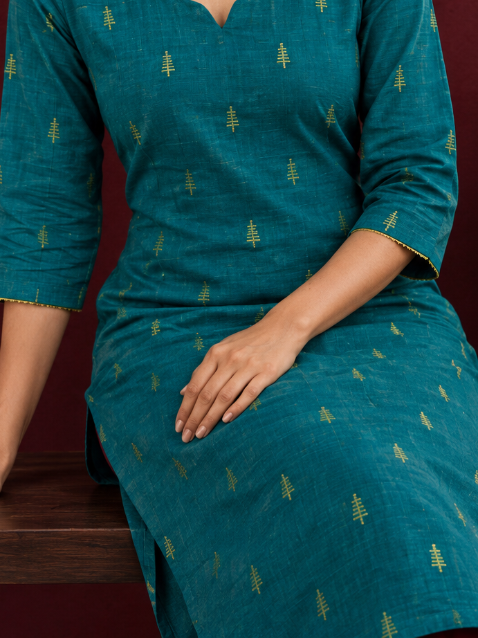Classy Maroon Cotton Silk Straight Pant — seated detail — view 6
