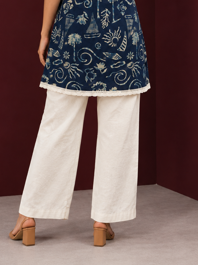 Classic Beige Cotton Straight Pant