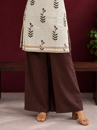 Classic Cotton Brown Straight Pant — front view