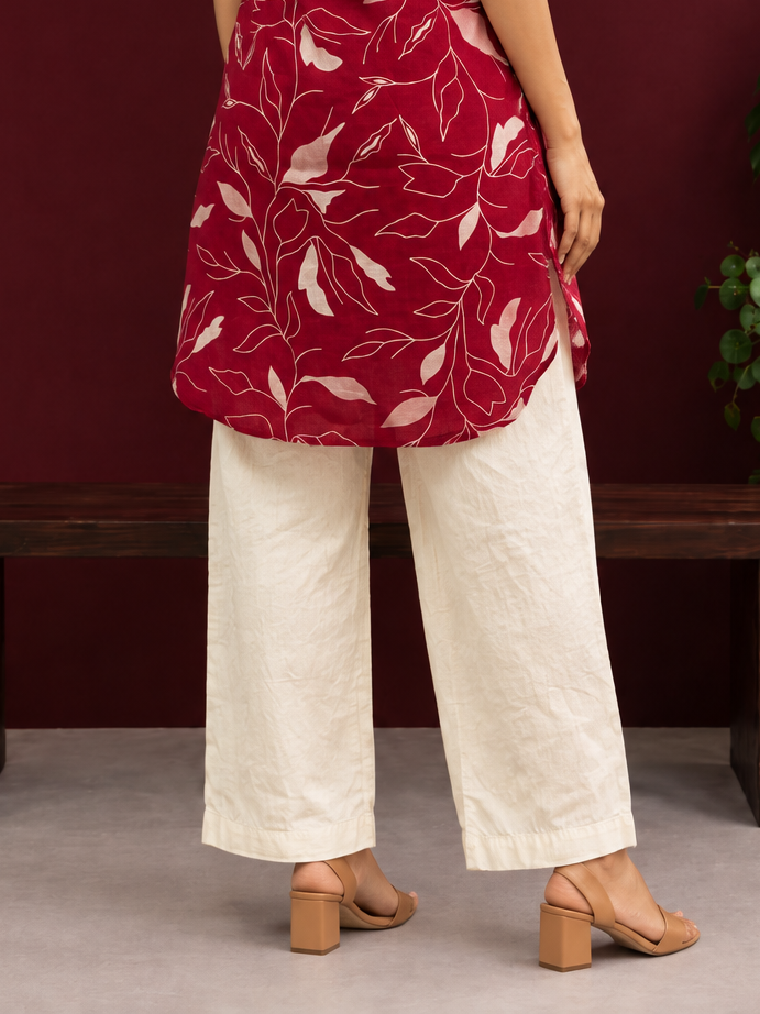 Effortless Beige Cotton Balloon Pants — back view