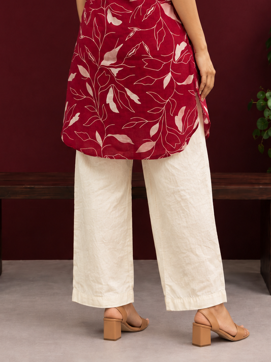 Effortless Beige Cotton Balloon Pants — back view