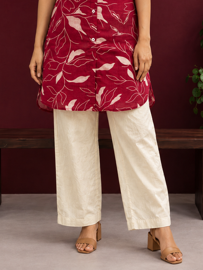 Effortless Beige Cotton Balloon Pants — front view
