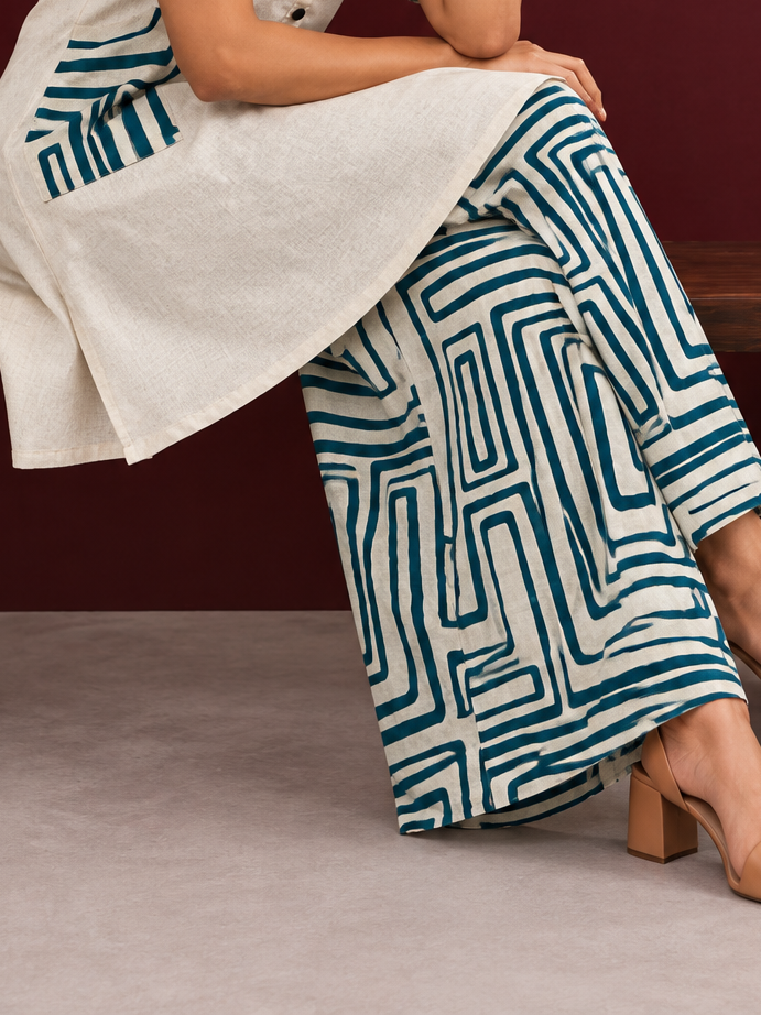 Versatile Cotton Straight Pants — seated — view 3