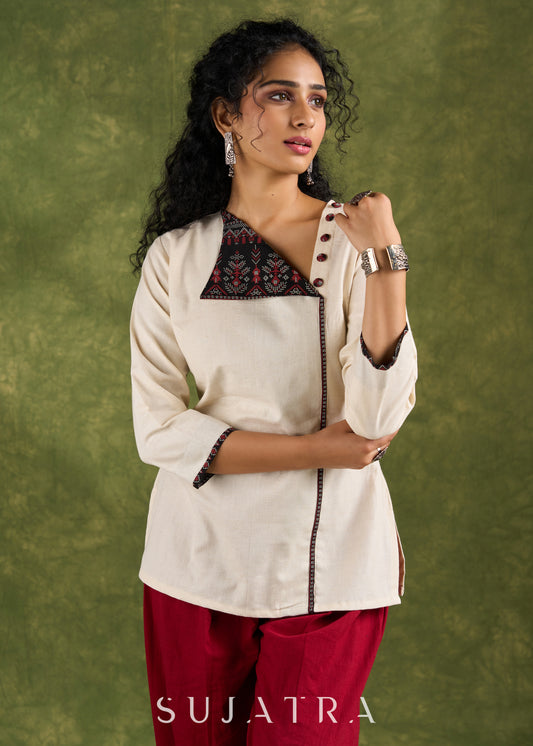 Stylish Cotton Printed Collared Top - Pant Optional