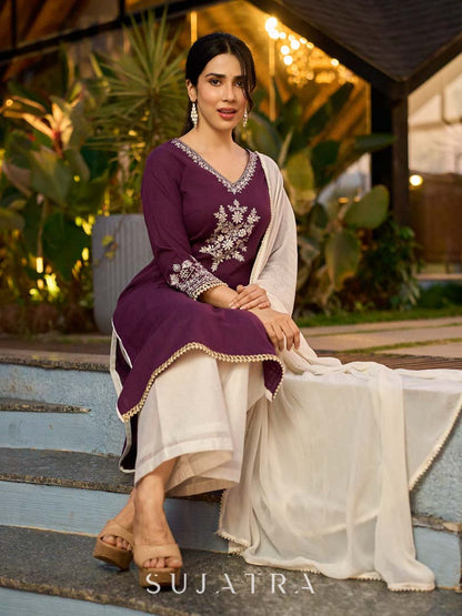 Elegant White Chanderi Parallel Pant