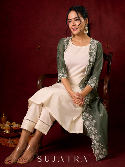 “Stylish cotton sleeveless kurta - pant and jacket optional