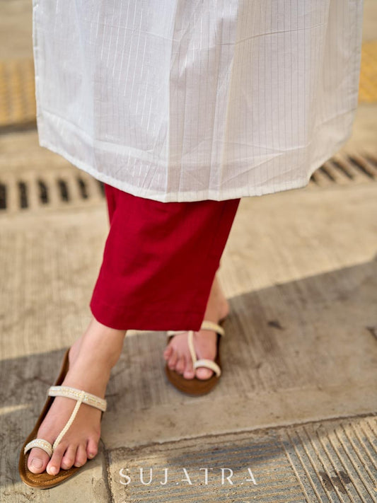 Maroon Cotton Everyday Straight Pant