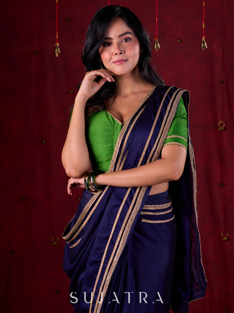 Deep Olive Cotton Silk Blouse with Artisanal Embroidery on Armhole and Back
