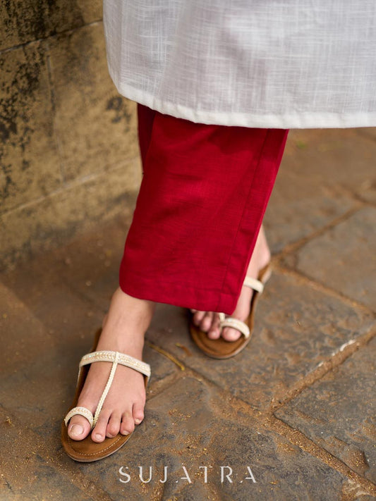 Maroon Cotton Classic Straight Leg Pant