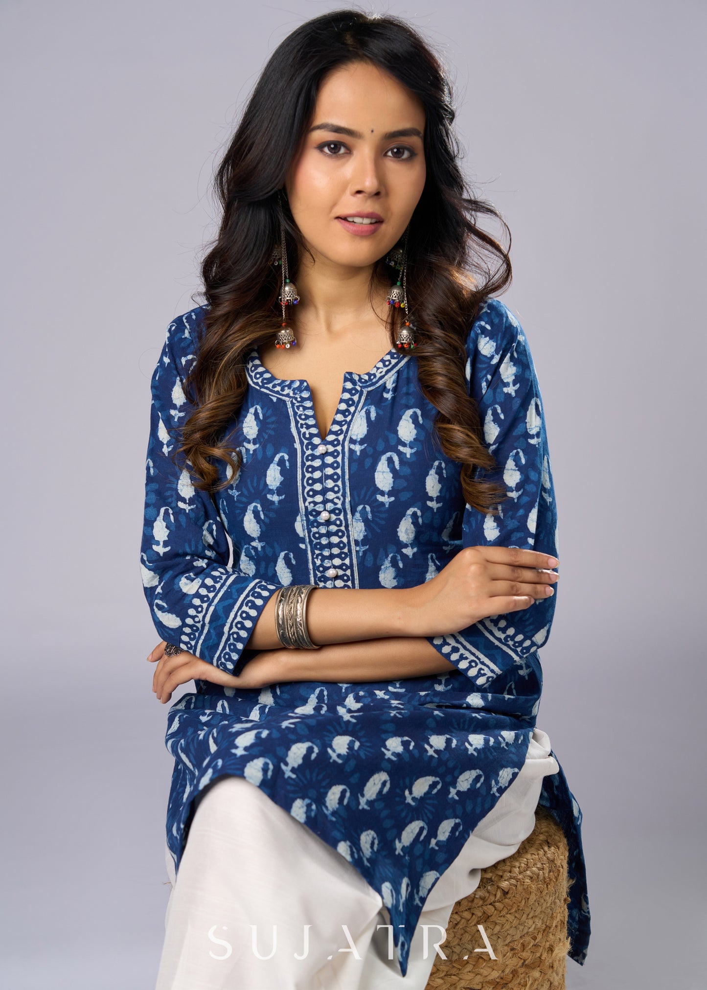 Easy To Wear Cotton Indigo Tunic - Pant Additional