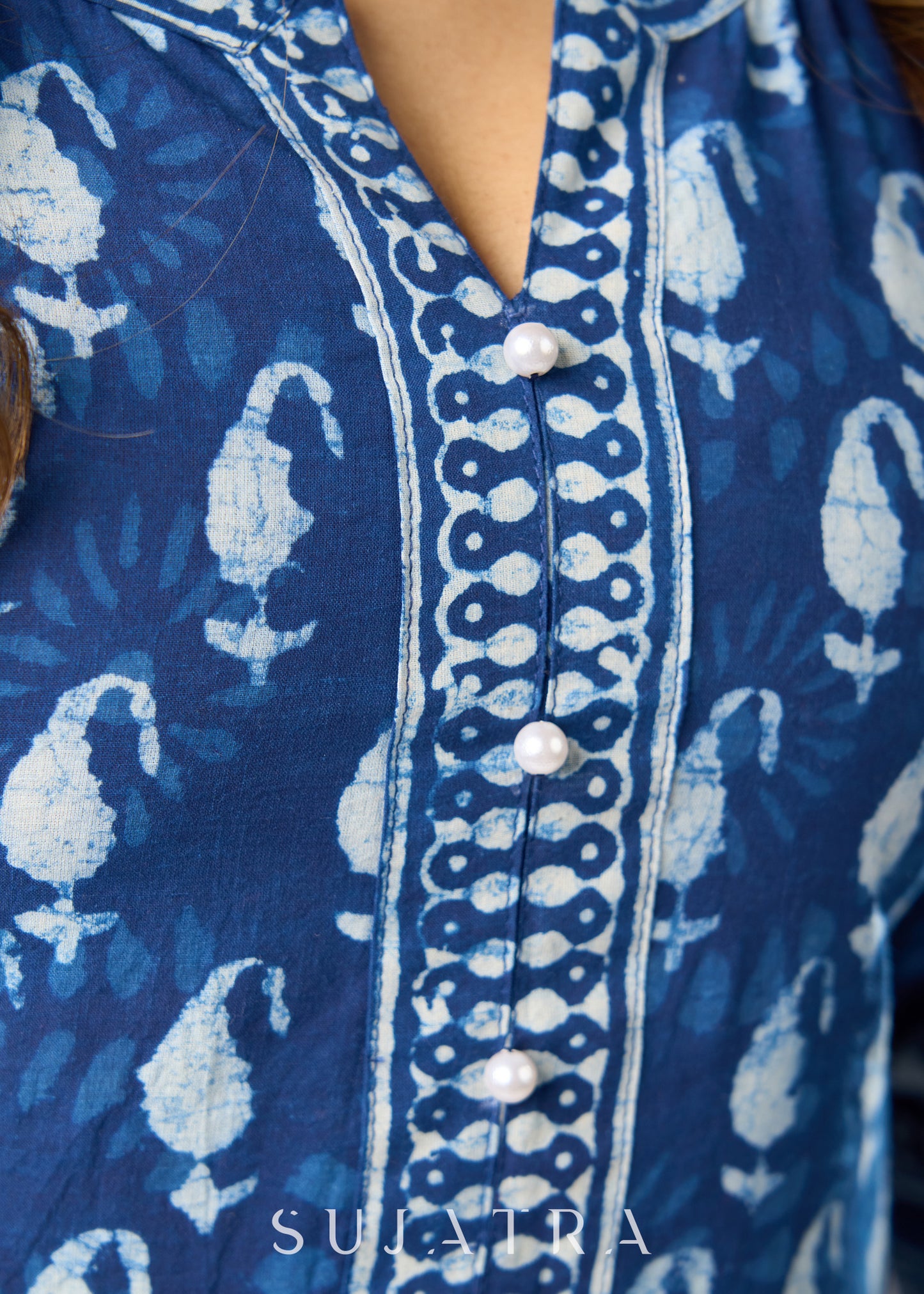 Easy To Wear Cotton Indigo Tunic - Pant Additional