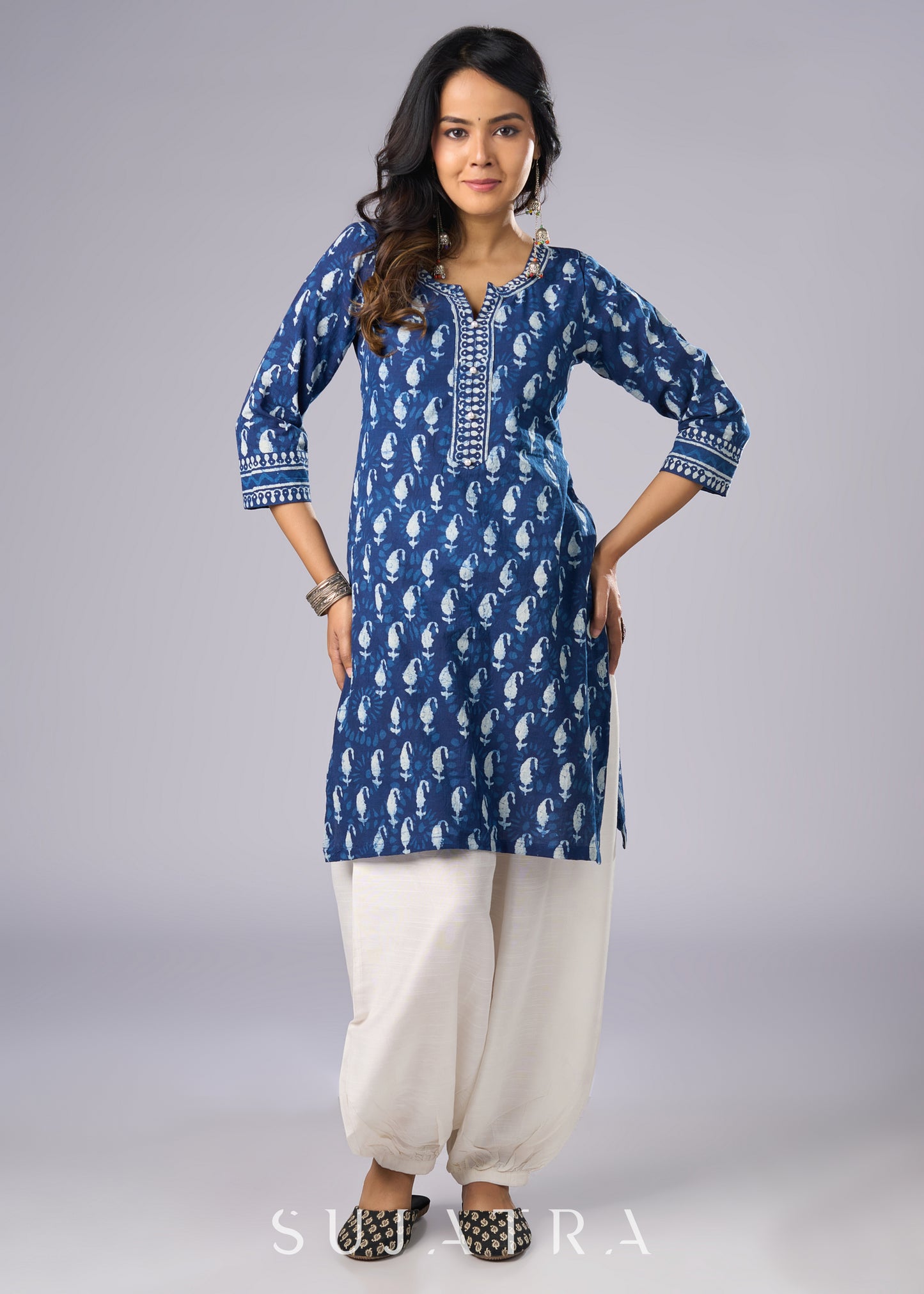 Easy To Wear Cotton Indigo Tunic - Pant Additional